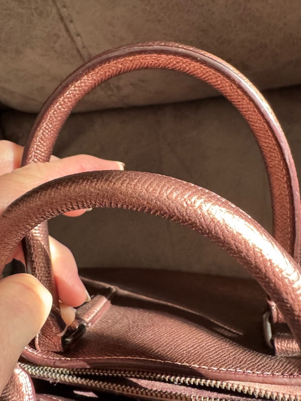 COACH Mini SageMetallic Rose Leather Satchel Crossbody with Card Case - Picture 6 of 12